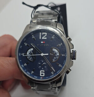 Tommy Hilfiger Men’s Analog Quartz Watch Blue Dial Day/Date Tachymeter w/ Box